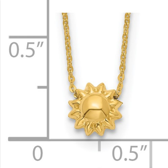 14k Polished Puffed Sun Necklace