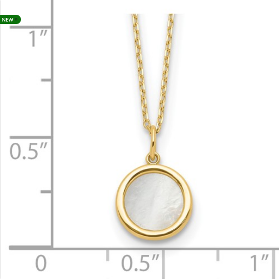 Leslie's 14K Polished Mother of Pearl Circle Necklace