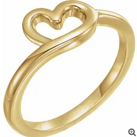 14K Yellow Heart Youth Ring