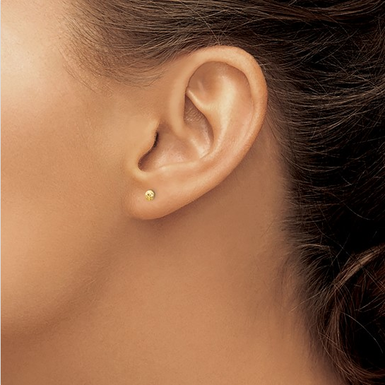 14K 3mm Puff Circle Post Earrings| TL909