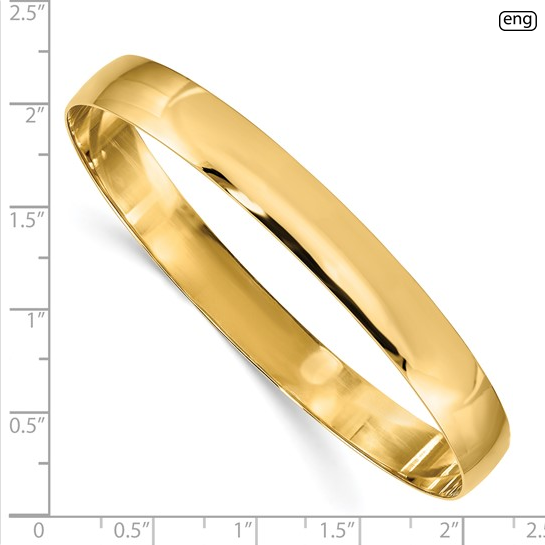 14k Solid Polished Half-Round Slip-On Bangle | DB309