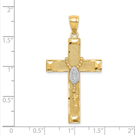 14K with Rhodium Cross with Rosary Pendant| C4771