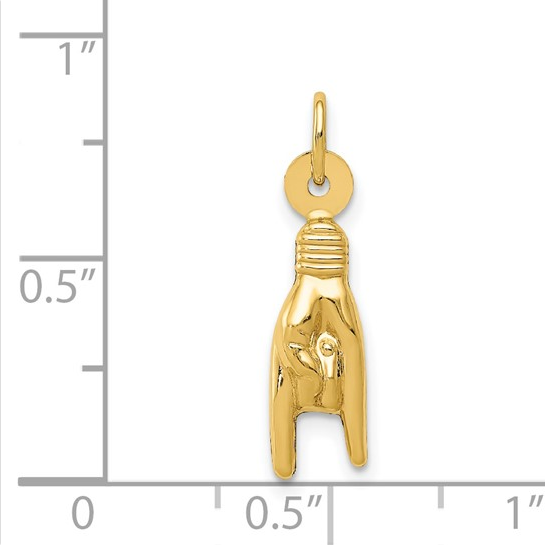 14K 3D Rock On Sign Charm| D2919