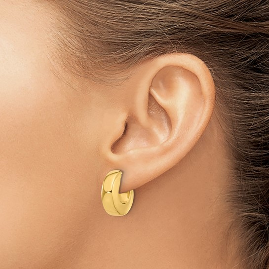 14K Polished Chunky J-Hoop Post Earrings