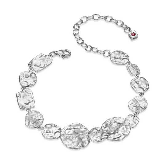 HIGH POLISH FINISH TEXTURE MULTI-SIZES ROUND DISC LINK BRACELET
