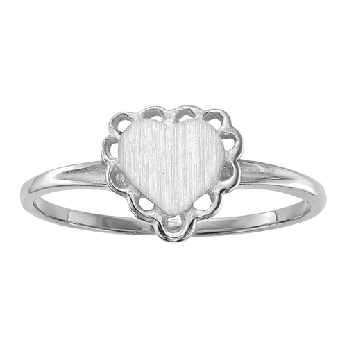 14k White Gold Open Back Heart Signet Ring