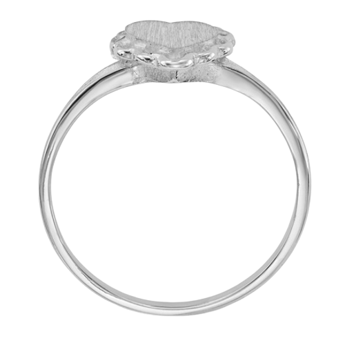 14k White Gold Open Back Heart Signet Ring