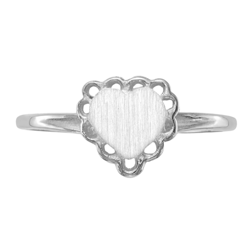 14k White Gold Open Back Heart Signet Ring