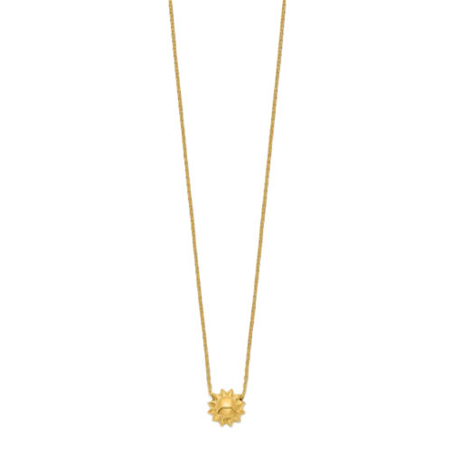 14k Polished Puffed Sun Necklace