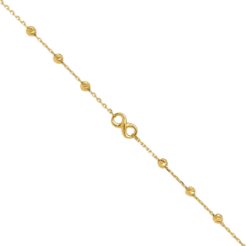 14K Infinity Symbol 10in Plus 1in ext. Anklet | ANK296-10