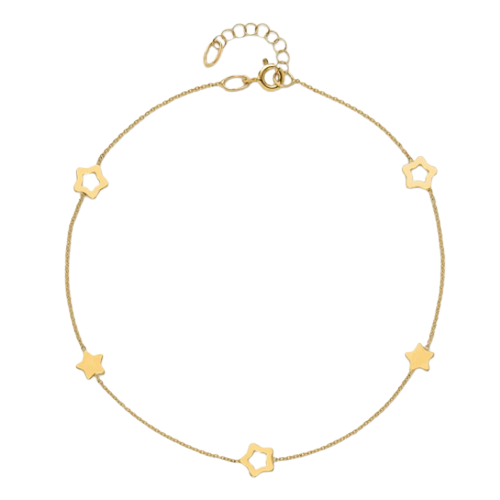 Leslie's 14K Polished Stars Anklet | LF1740-9