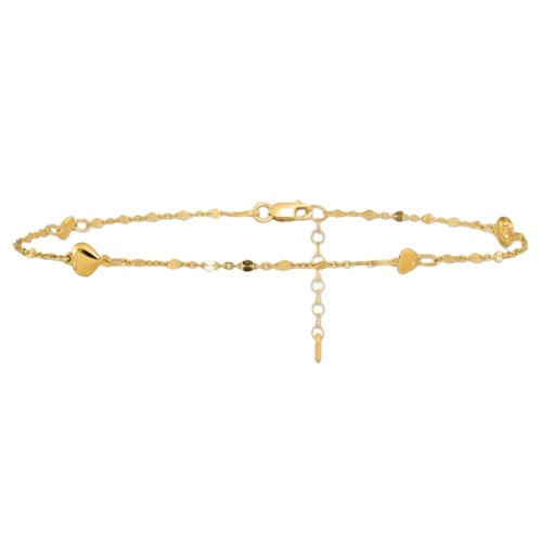 Leslie's 14K Polished Heart Anklet | LF1255-10