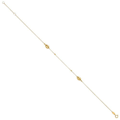 14K Polished Shells and Bead Anklet