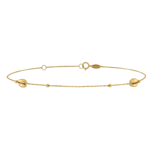 14K Polished Shells and Bead Anklet