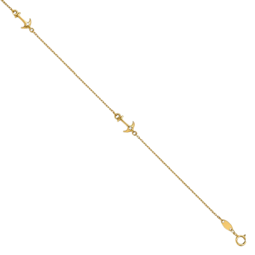 Leslie's 14K CZ Polished Anchor Anklet | LF649-9