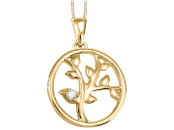 14kt Yellow Gold Family Tree w/ Diamond | FIG2374P03