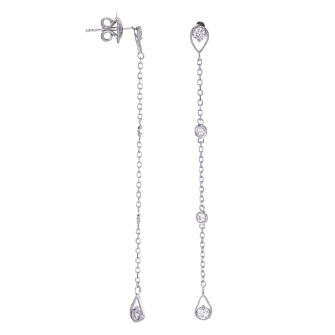 Long Dainty Diamond  Earrings | E8086 WGYG