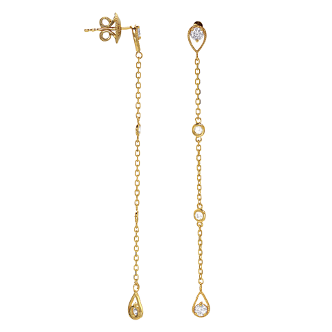 Long Dainty Diamond  Earrings | E8086 WGYG