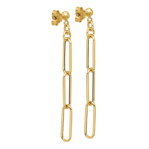 14K 3 Paperclip Link Dangle Post Earrings | 14IGEA59Y