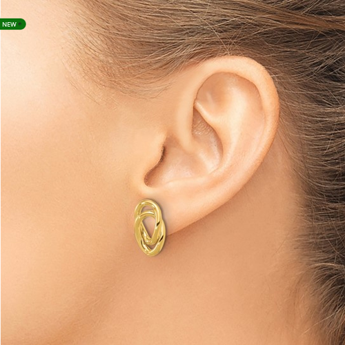 14K Polished Interlocked Links Post Earrings