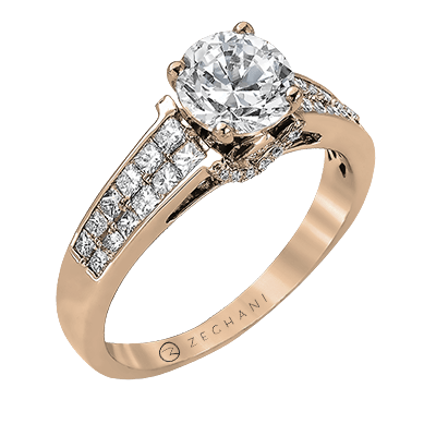 Zr974 Engagement Ring 14k Gold Semi