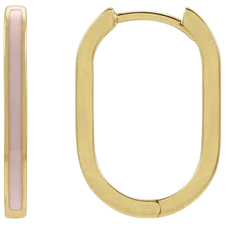 14K Yellow Pink Enamel 11.9 mm Hoop Earrings | 689120