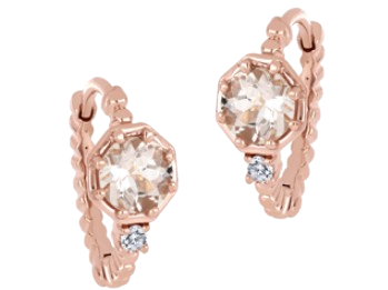 10kt Rose Gold Pink Morganite Huggies| ICG3138EMG