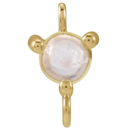 14K Yellow Natural Rainbow Moonstone Cabochon Link |2002812