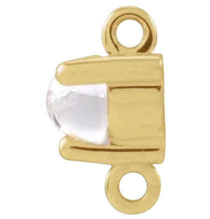 14K Yellow Natural Rainbow Moonstone Cabochon Link |2002812