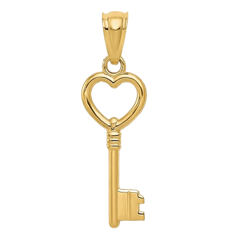 14K Polished 3D Heart Key Charm | YC1029