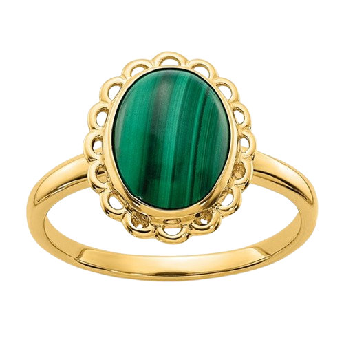 14k Malachite Cabochon Ring| Y4494MB