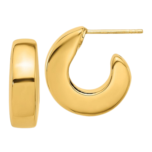 14K Polished Chunky J-Hoop Post Earrings