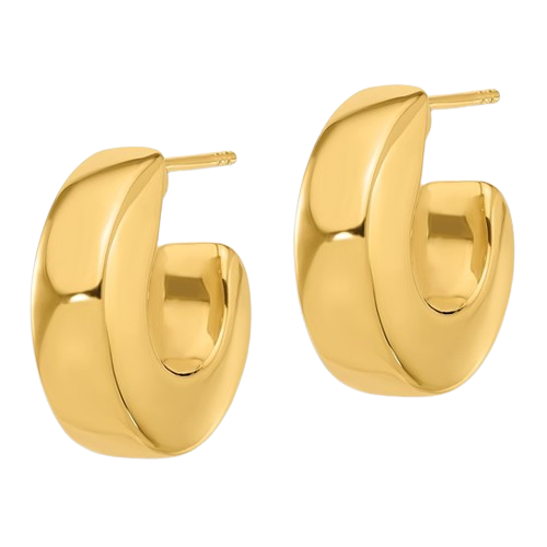 14K Polished Chunky J-Hoop Post Earrings