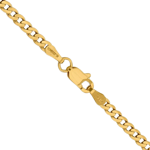 14K 18 inch 2.3mm Flat Beveled Curb chain