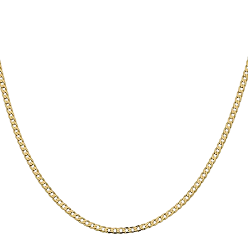 14K 18 inch 2.3mm Flat Beveled Curb chain