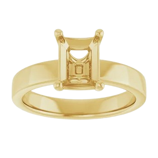 Emerald Cigar Band Solitaire Engagement Ring Mounting| 126306