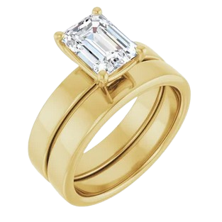 Emerald Cigar Band Solitaire Engagement Ring Mounting| 126306