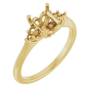 Lotus Head Square Engagement Ring Mounting | 12346
