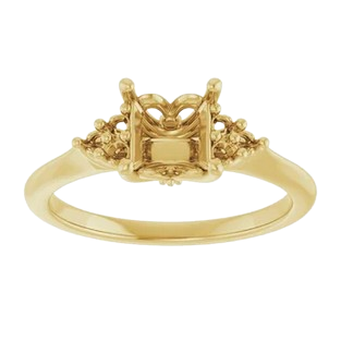 Lotus Head Square Engagement Ring Mounting | 12346