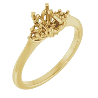 Lotus Head Emerald Engagement Ring Mounting | 12346