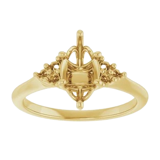 Lotus Head Marquise Engagement Ring Mounting | 12346