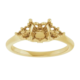 Lotus Head Cushion Engagement Ring Mounting | 123461
