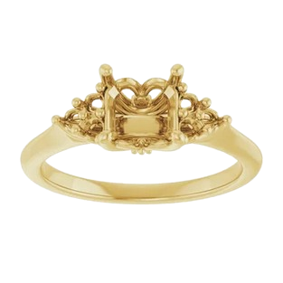 Lotus Head Asscher Engagement Ring Mounting | 123461