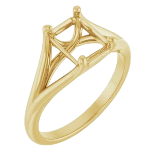 Emerald Double Shoulder Solitaire Engagement Ring Mounting|  124797
