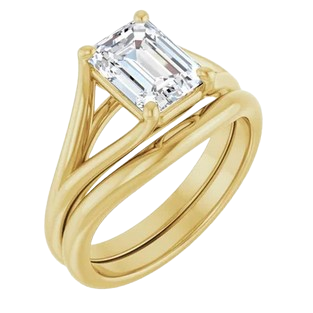 Emerald Double Shoulder Solitaire Engagement Ring Mounting|  124797