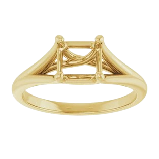 Asscher Double Shoulder Solitaire Engagement Ring Mounting|  124797
