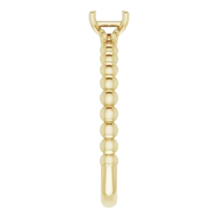 Square 3-stone Beaded Engagement Ring Mounting| 124580