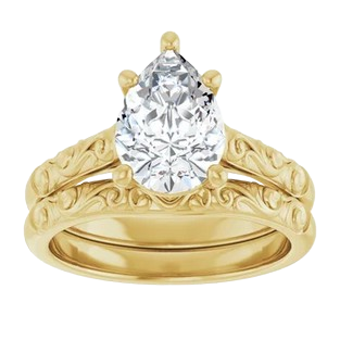 Pear Filigree Engagement Ring Mounting | 126333