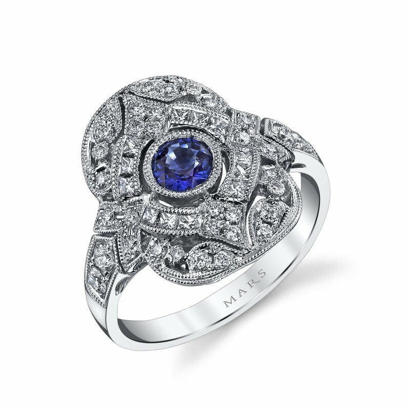 14kt White Gold Vintage Sapphire Ring