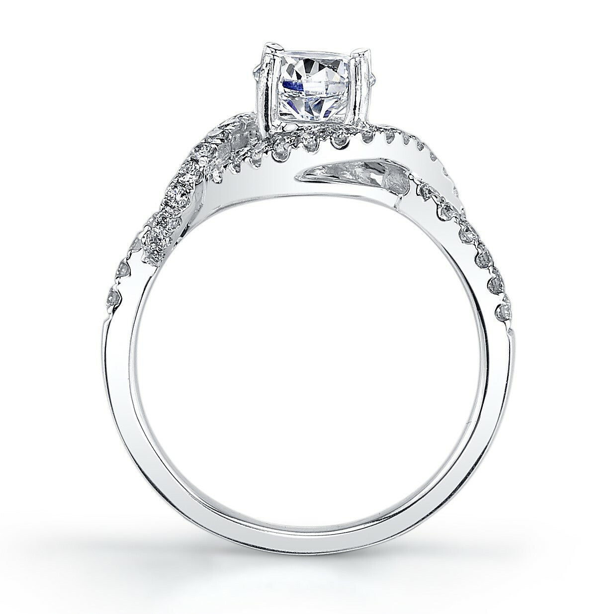 14kt White Gold Diamond Halo Ring with round C.Z.